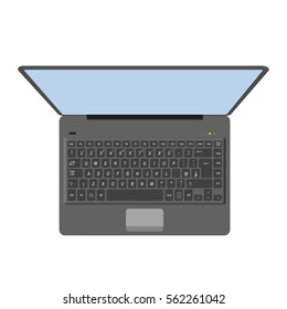 Laptop.Isolated on white background.3d Vector illustration.Top view.