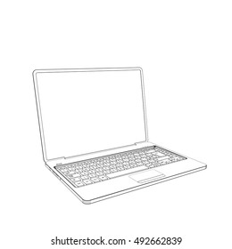 Laptop.Isolated on white background.Vector outline illustration.