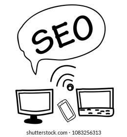 laptop,mobile ,computer  and wi-fi  icon  ,SEO  technology concept vector eps.10