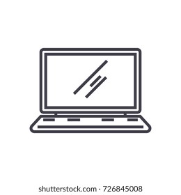 laptop,notebook vector line icon, sign, illustration on background, editable strokes