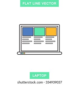 Laptop,notebook,computer,pc flat line style icon,element for web design,apps,business
