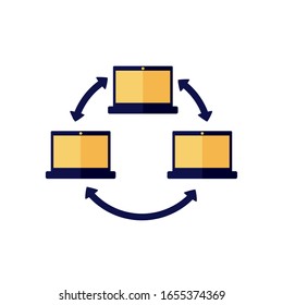 laptops computers network flat style vector illustration design