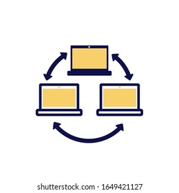 laptops computers network lineal color style vector illustration design
