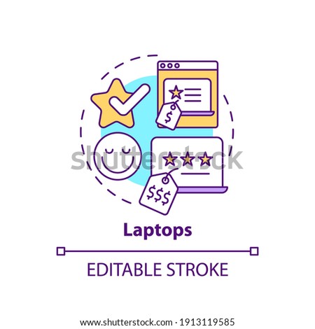 Laptops concept icon. Spending more for high quality product idea thin line illustration. Power and portability. Ultrabooks, notebooks. Vector isolated outline RGB color drawing. Editable stroke