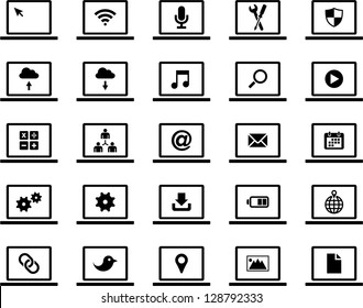 Laptops with different icons on the screen