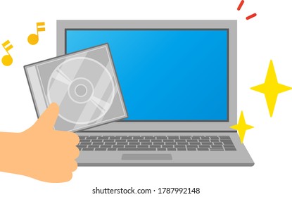 Laptops with Disk isolated vector illustration