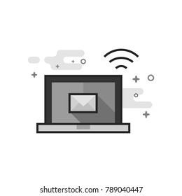 Laptops icon in flat outlined grayscale style. Vector illustration.