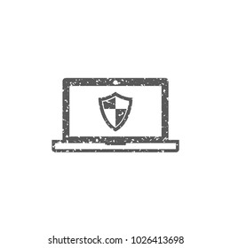 Laptops icon in grunge texture. Vintage style vector illustration.