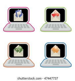 laptops with media icons music games photos movies