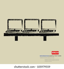 Laptops on table,Vector