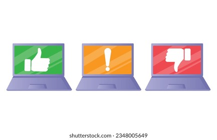 laptops with survey icons.on white background.Vector Design Illustration.