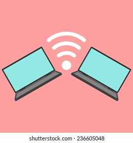 laptops with wi-fi icon. flat style modern vector illustration