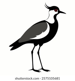 A lapwing bird silhouette vector icon on white background