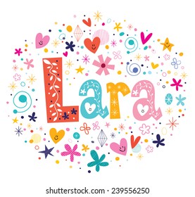 Lara female name design decorative lettering type