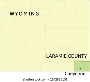 Laramie County and city of Cheyenne location on Wyoming state map