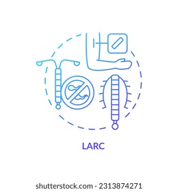 Icono de concepto de gradiente azul LARC. Método anticonceptivo. Larga duración. Control de la natalidad. Planificación familiar. Ilustración de línea delgada de idea abstracta de salud reproductiva. Esquema aislado