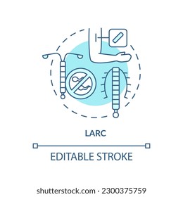 Icono del concepto turquesa del LARC. Método anticonceptivo. Larga duración. Control de la natalidad. Planificación familiar. Ilustración de línea delgada de idea abstracta de salud reproductiva. Dibujo de contorno aislado. Trazo editable