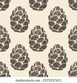 Larch cone seamless pattern. Larix decidua