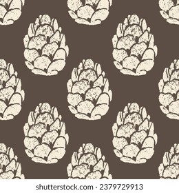 Larch cone seamless pattern. Larix decidua