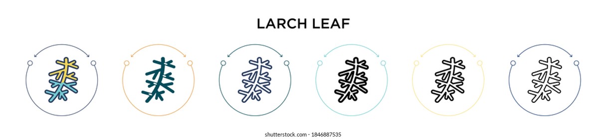 Larch leaf icon in filled, thin line, outline and stroke style. Vector illustration of two colored and black larch leaf vector icons designs can be used for mobile, ui, web