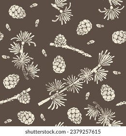 Larch seamless pattern. Larix decidua