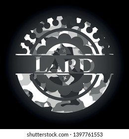 Lard grey camouflage emblem. Vector Illustration.