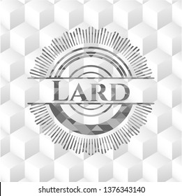 Lard grey emblem with geometric cube white background