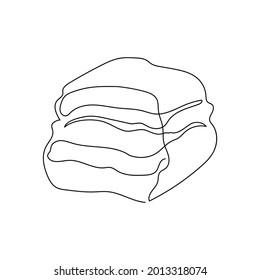 Lard with meat continuous line drawing. One line art of bacon, belly meat, pork.