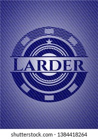 Larder jean or denim emblem or badge background. Vector Illustration. Detailed.