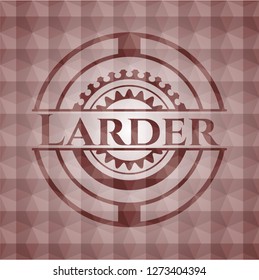 Larder red seamless emblem with geometric background.