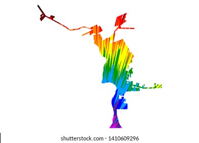 Laredo city (United States of America, USA, U.S., US, United States cities, usa city)- map is designed rainbow abstract colorful pattern, City of Laredo map made of color explosion,