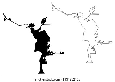 Laredo City (United States cities, United States of America, usa city) map vector illustration, scribble sketch City of Laredo map