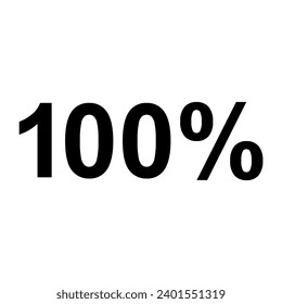 A large 100 percent symbol in the center. Isolated black symbol