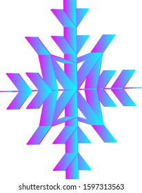 Large 3d snowflake isolated. Gradient on white background. The blue color changes to pink.