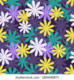 Large abstract flowers on a dark background. Pattern for textiles, background, Wallpaper, packaging paper, fabric.