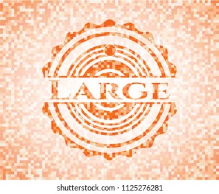 Large abstract orange mosaic emblem with background