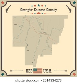 Large and accurate map of Catoosa County, Georgia, USA with vintage colors.