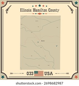 Grosse und genaue Karte von Hamilton County, Illinois, USA mit alten Farben.