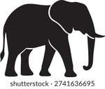 Large African Elephant Silhouette Vector Icon Professional Safari Animal Symbol