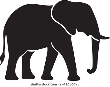Large African Elephant Silhouette Vector Icon Professional Safari Animal Symbol
