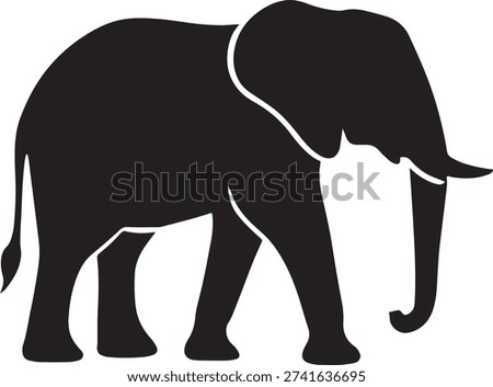 Large African Elephant Silhouette Vector Icon Professional Safari Animal Symbol