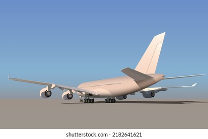 Large airliner on the runway. Vector.
