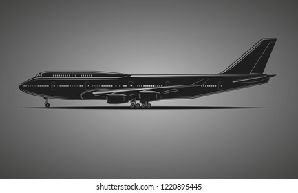Large airliner vector illustration. Wide-body passenger aircraft. Legndary double-deck long-haul plane isolated vector.