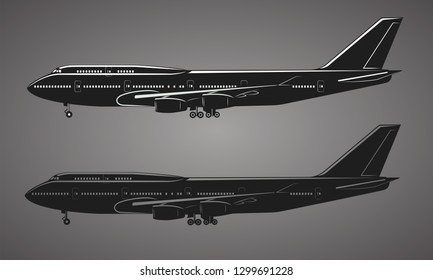 Large airliner vector illustration. Wide-body passenger aircraft. Legndary double-deck long-haul plane isolated vector.
