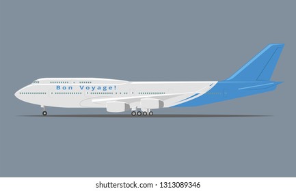 Large airliner vector illustration. Wide-body passenger aircraft. Legndary double-deck long-haul plane isolated vector.