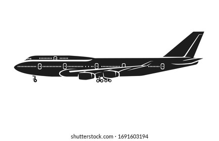 Large airliner vector illustration. Wide-body passenger aircraft. Legndary double-deck long-haul plane isolated vector. svg