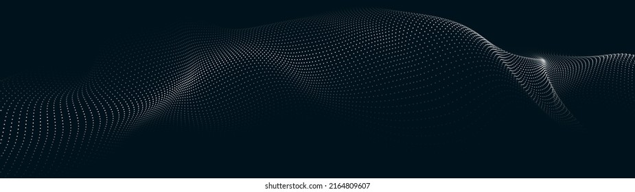 Large amount of data 3d. Abstract black background with futuristic point wave. Vector illustration .
