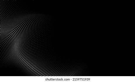 Large amount of data . Abstract black background with futuristic point wave. Vector illustration .