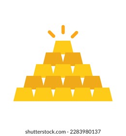 Large amount of gold bars. Treasure. Vectors.