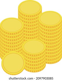 Una gran cantidad de monedas de oro apiladas